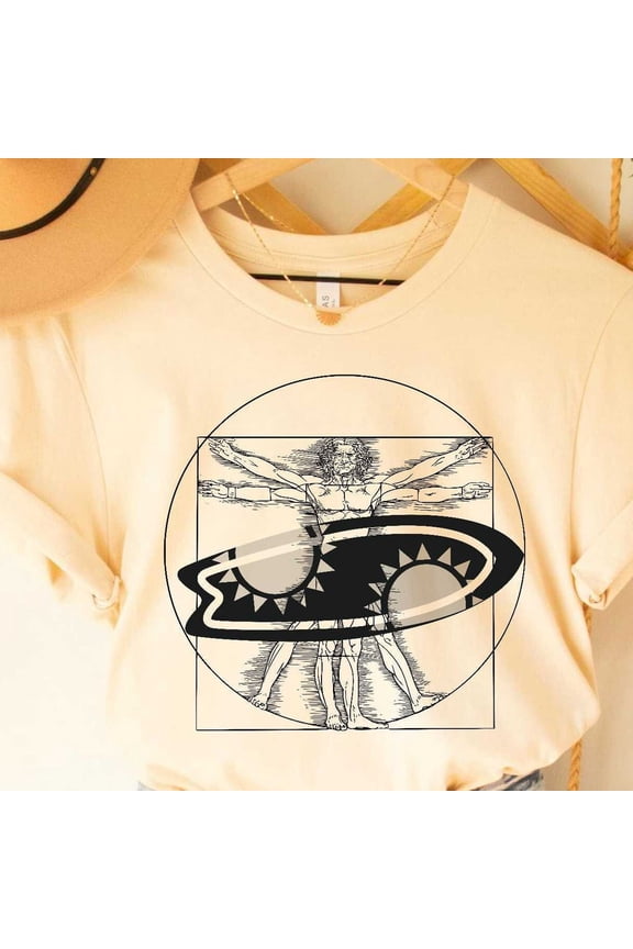 Surfer Shirt Vitruvian Surfer T-Shirt Surf Lover Shirt Surfer Gift Surfing Da Vinci Suyrfer Girl Shirt Unisex S-5XL Hot Trending Shirt, Vintage Birthday Gift