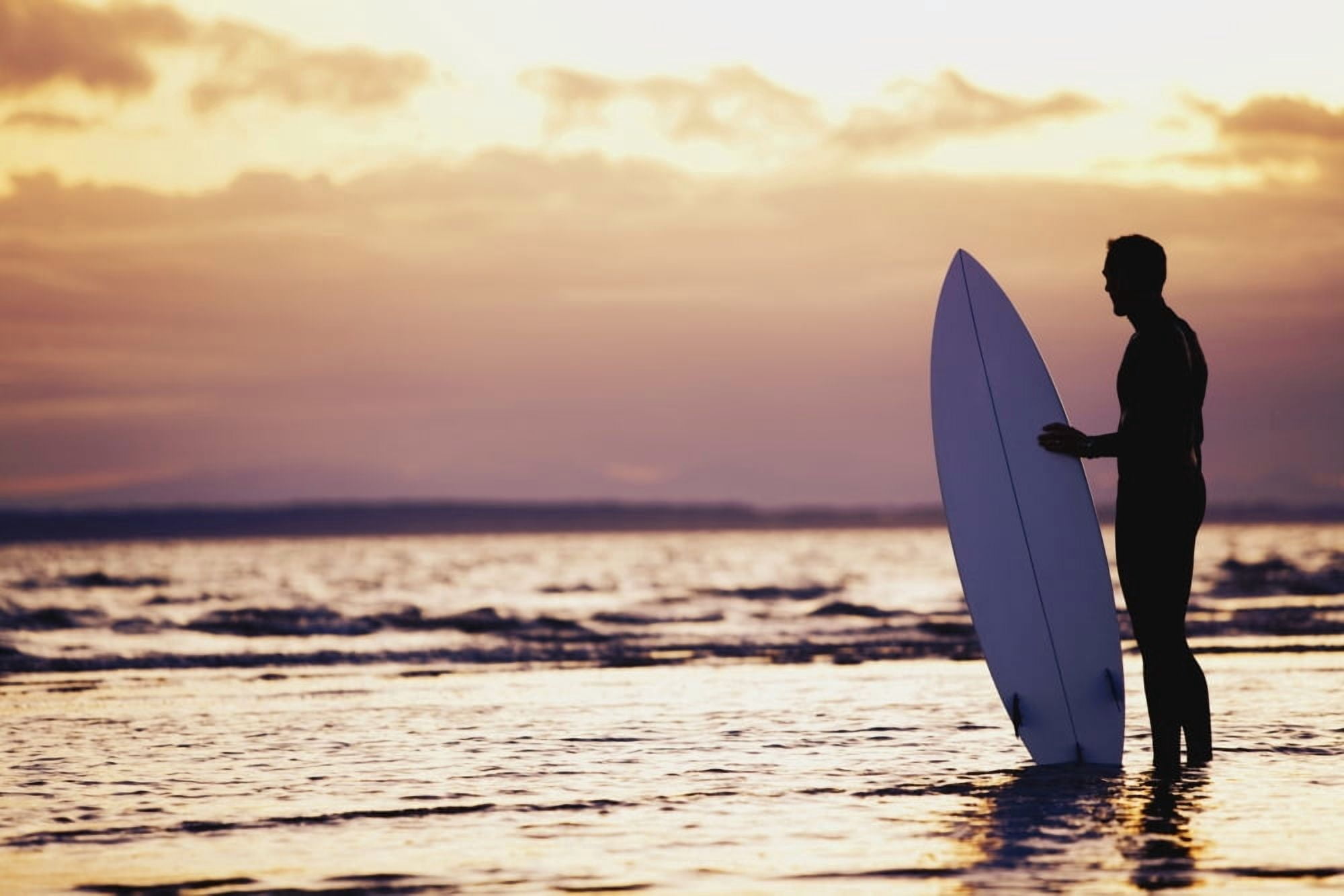 Surfer Silhouette Canvas Art - Daniel Sicolo Design Pics (17 x 11)