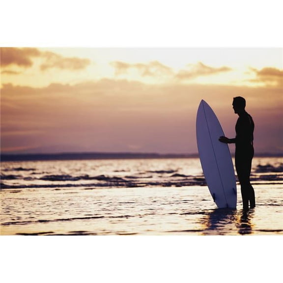 Surfer Silhouette Poster Print by Daniel Sicolo, 34 x 22 - Large