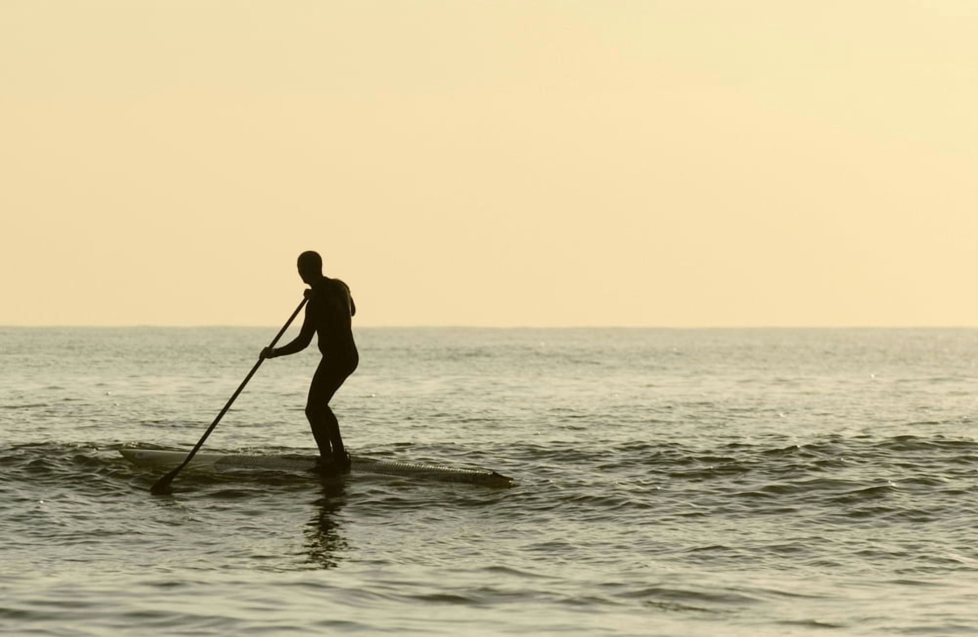 Surfer Steering Into Shore At Dusk Canvas Art - Ben Welsh Design Pics (19 x 12)