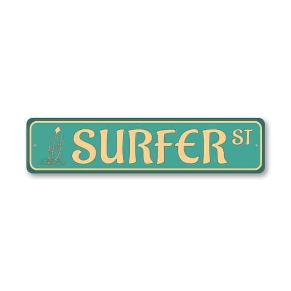 Surfer Street Aluminum Metal Decor Sign - 4x18 inches
