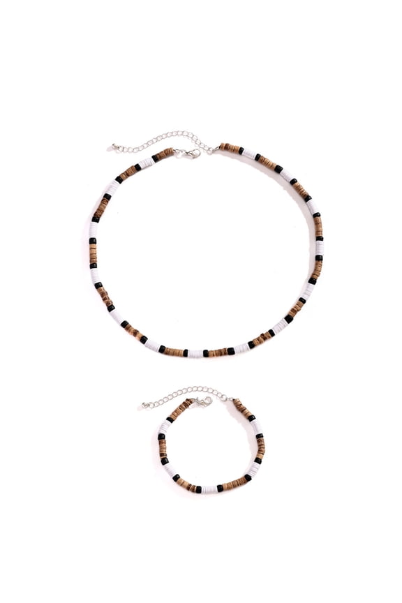 Surfer Styles Coconuts Wood Bead Jewelry Set Fashion Necklace and Bracelet Set Jewelry Accessory Daily Use