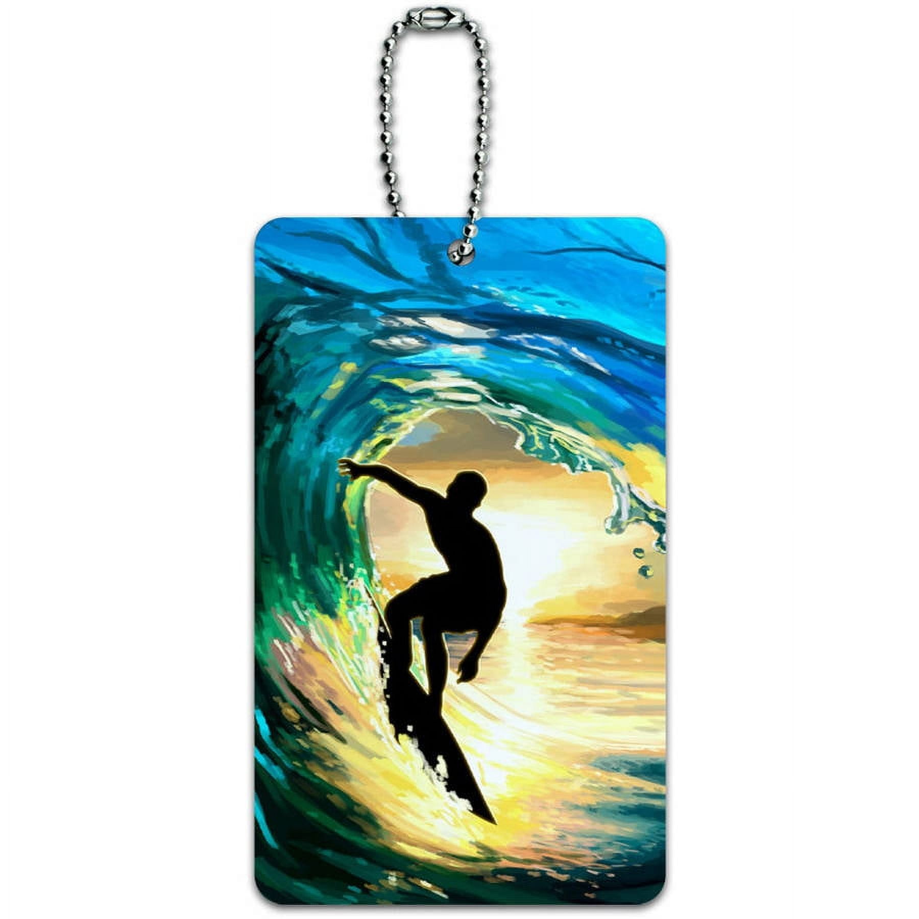 Surfer Surf Ocean Wave Sunset ID Tag Luggage Card for Suitcase or CarryOn
