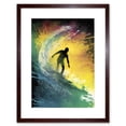 thumbnail image 1 of Surfer Surfing Riding a Big Rainbow Colour Wave Artwork Framed Wall Art Print 9X7 Inch, 1 of 5