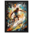 thumbnail image 1 of Surfer Surfing on Crashing Waves Splatter Paint Artwork Framed Wall Art Print A4, 1 of 4