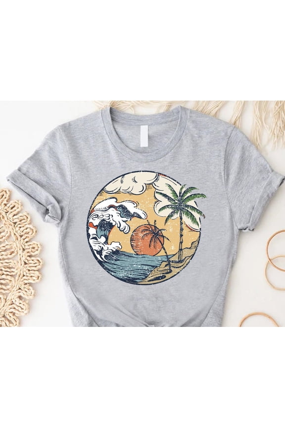 Surfer Tshirt, Tropical Beach Shirt, Summer Graphic Tee, Surfing Shirt, Retro Beach T-Shirt, Boho Summer Beachy Tee, Summer Surfer TSHIRT All Size S-5XL