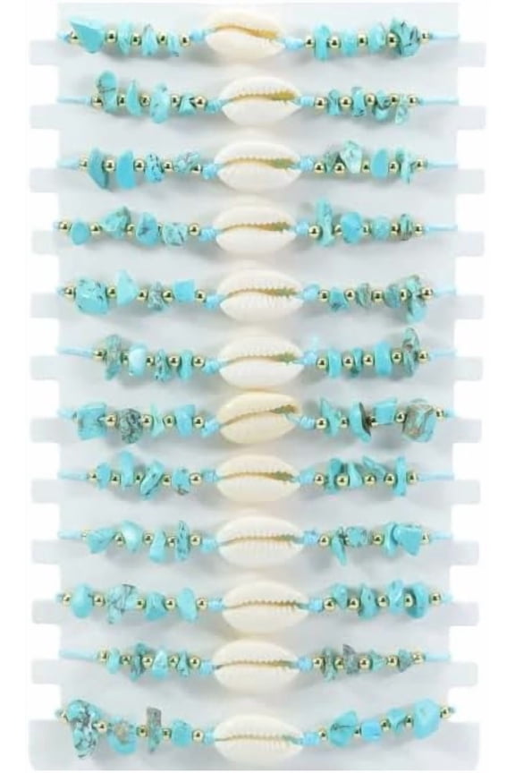 Surfer Turquoise Colorful Starfish Shell Beads Bracelets Stackable Bangle for Women Waterproof Handmade Starfish Sea Bracelet Adjustable Boho Summer Ocean Beach Accessories[i63506]