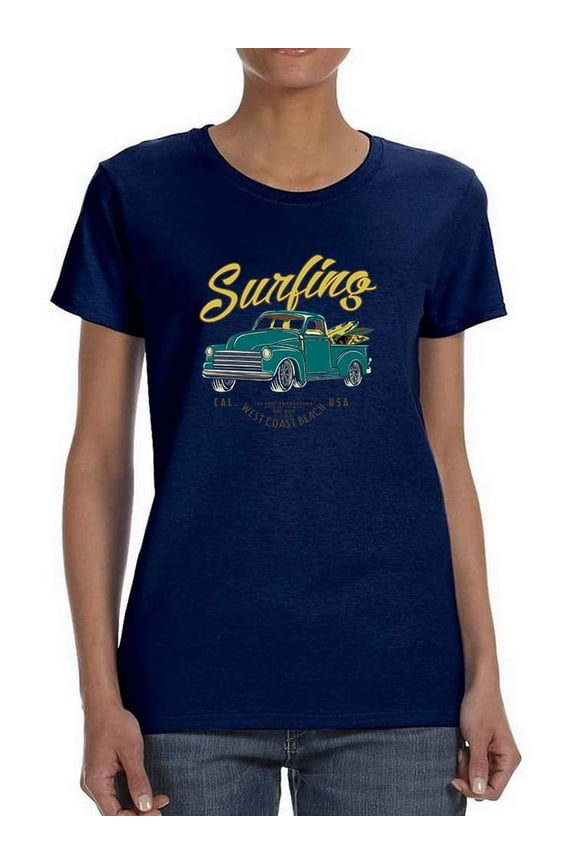 Surfer Van Retro Style Shaped T-Shirt Women -Image by Shutterstock, Female Large