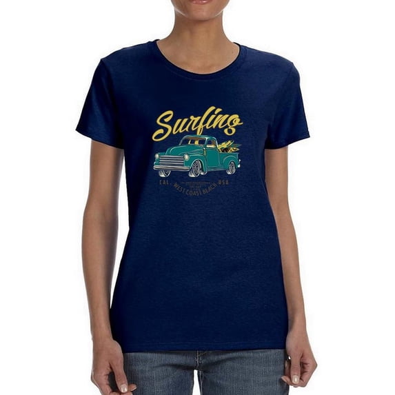 Surfer Van Retro Style Shaped T-Shirt Women -Image by Shutterstock, Female Small