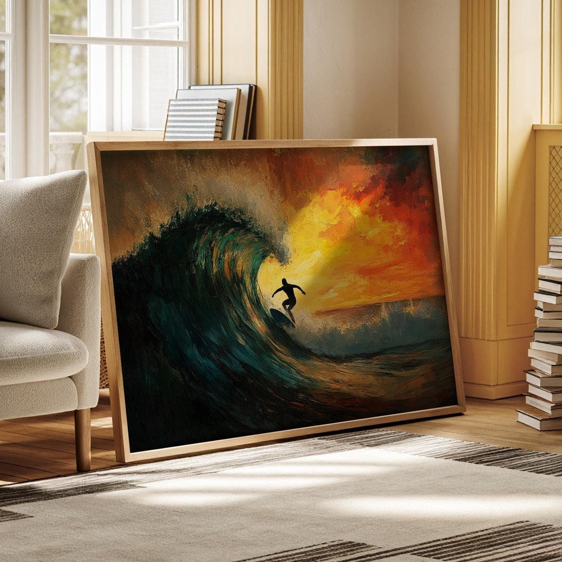 Surfer Wall Art Print Rider Catching Epic Wave At Sunset