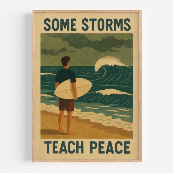 Surfer Wave Art Beach Decor Meditation Gift, Unframed Paper Print