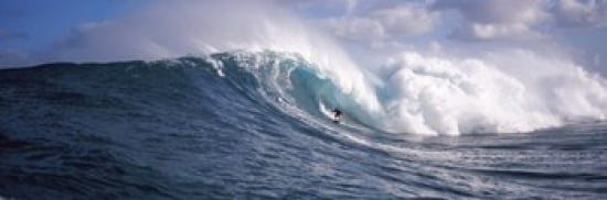 Surfer in the sea Maui Hawaii USA Canvas Art - Panoramic Images (36 x 12)