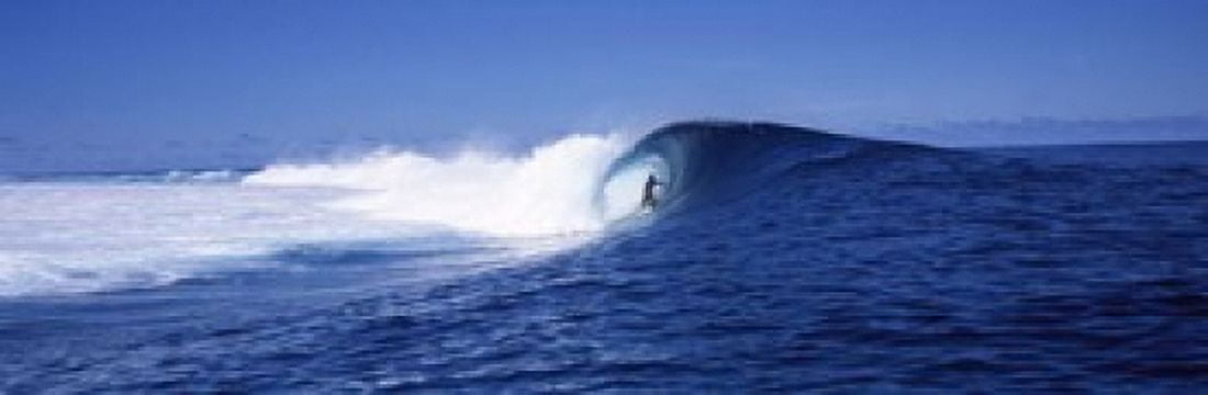 Surfer in the sea Tahiti French Polynesia Canvas Art - Panoramic Images (18 x 6)
