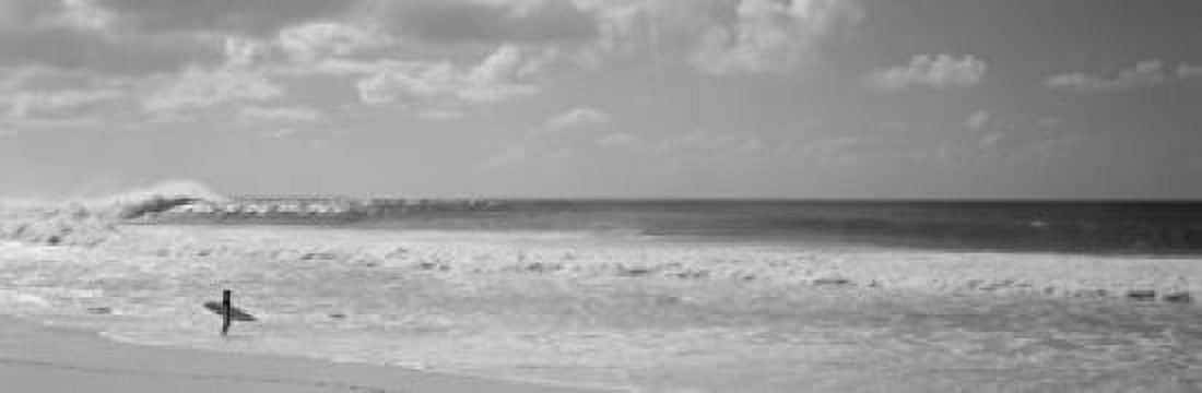 Surfer standing on the beach North Shore Oahu Hawaii USA Canvas Art - Panoramic Images (36 x 12)