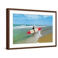 thumbnail image 1 of Art.com Surfer with Long Board, Retro Art Print, Brown Frame Wall Art, 29" x 21", 1 of 4