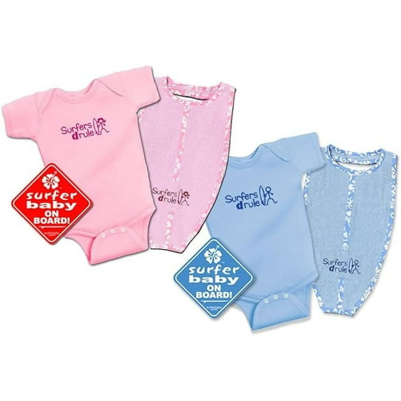 Surfers Drule (Drool) Cute Funny Baby Shower Infant Newborn Gift Package Bodysuit & Bib Set