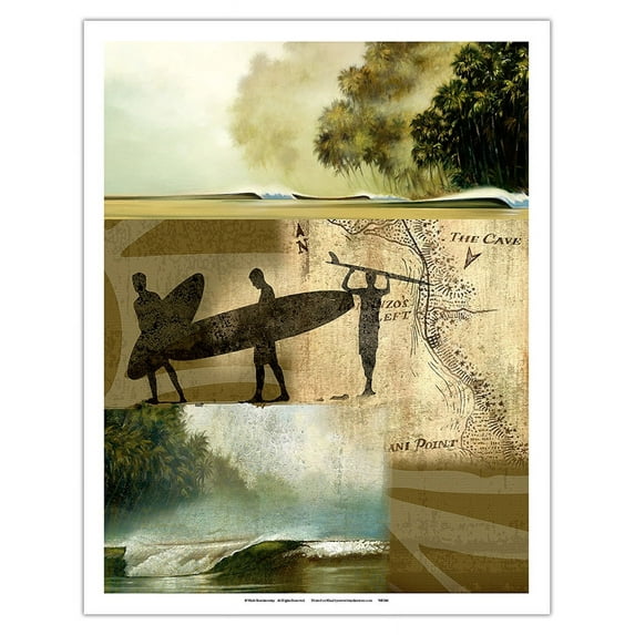 Surfers Journal Entry 43 - Chasing Waves - Original Collage Art by Wade Koniakowsky - Fine Art Matte Paper Print (Unframed) 11x14in
