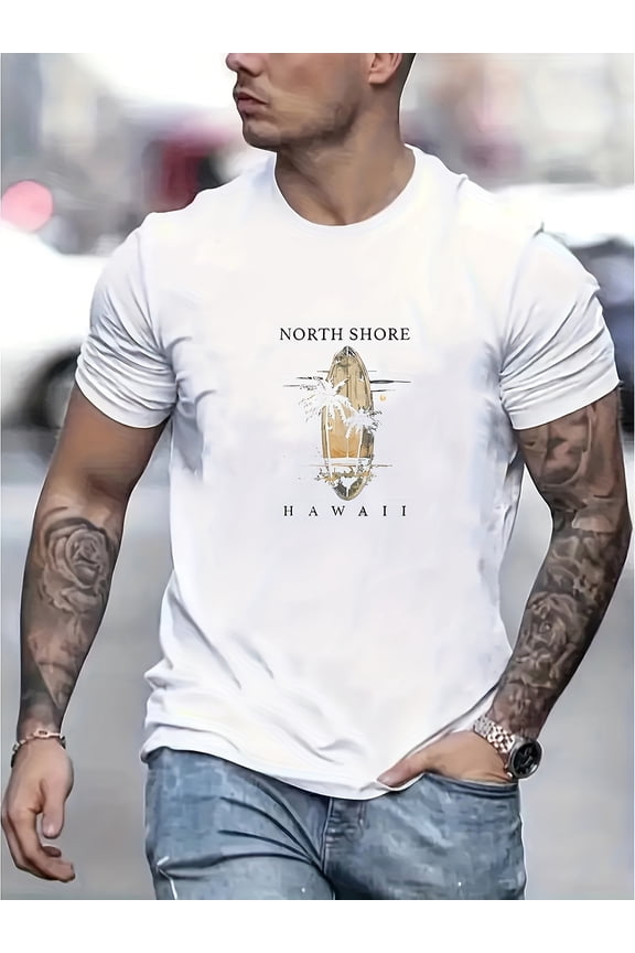 Surfers North Shore Surfer Men's Short Sleeve T-Shirt Spring Summer Printed Top