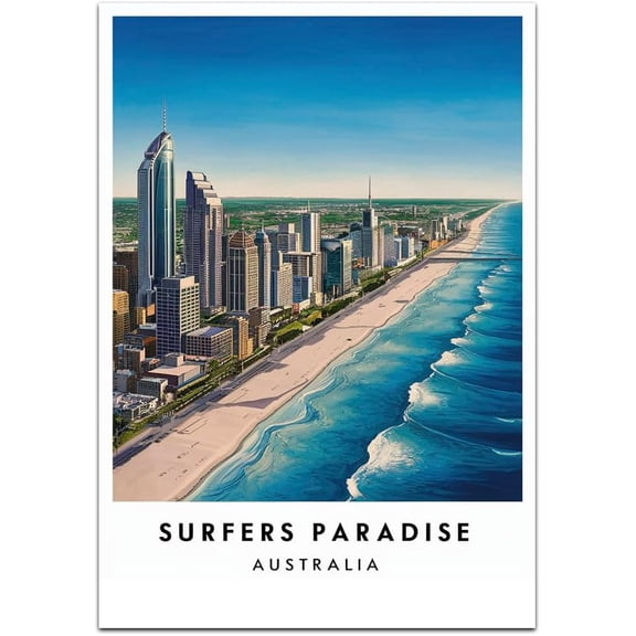 Surfers Paradise Map Retro Style Travel Canvas, Surfers Paradise Map Vintage Rustic Canvas Print, Home Office Wall Decoration, Surfers Paradise Map Country Canvas Canvas XhrbYK