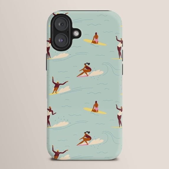 Sutfers Surfers and Ocean Waves Mint Tough Phone Case, Dual-Layer Polycarbonate ...