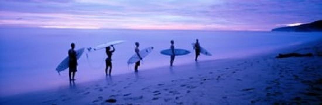 Surfers on Beach Costa Rica Canvas Art - Panoramic Images (18 x 6)