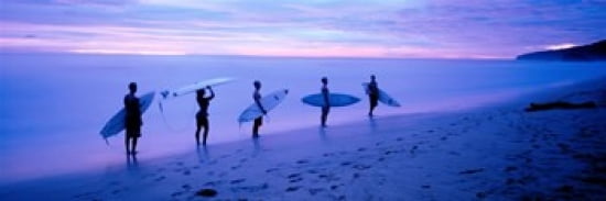 Surfers on Beach Costa Rica Canvas Art - Panoramic Images (36 x 12)