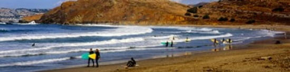 Surfers on the beach California USA Canvas Art - Panoramic Images (20 x 5)
