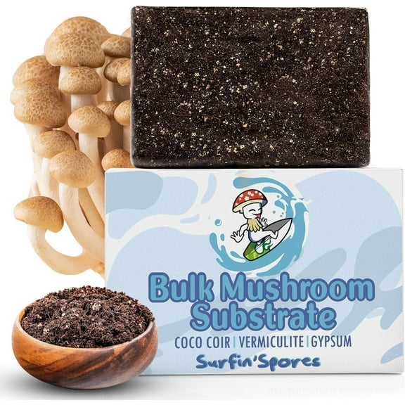 Surfin' Spores Premium Bulk Mushroom Substrate - 20 lbs Expert Mycologist Blend of Coco Coir, Vermiculite & Gypsum, Pasteurized & Odor-Free, Long Shelf-Life, Ideal for Monotub Cultivation