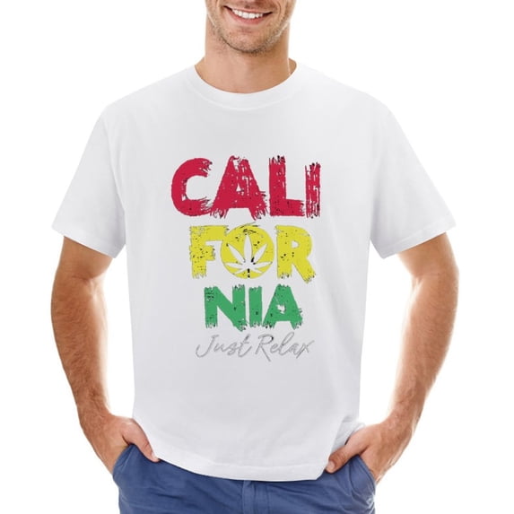 Surfing And Surf in California Just Relax Men’s T-Shirt 100% Cotton Casual Short Sleeve Tops Gift Tee White XL