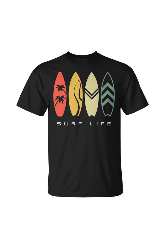 Surfing Apparel Surfer Graphic Tee Unisex Adult Cotton Casual Ocean Wave Rider T-Shirt for Beach and Water Sports Enthusiasts, Size M, Color Black
