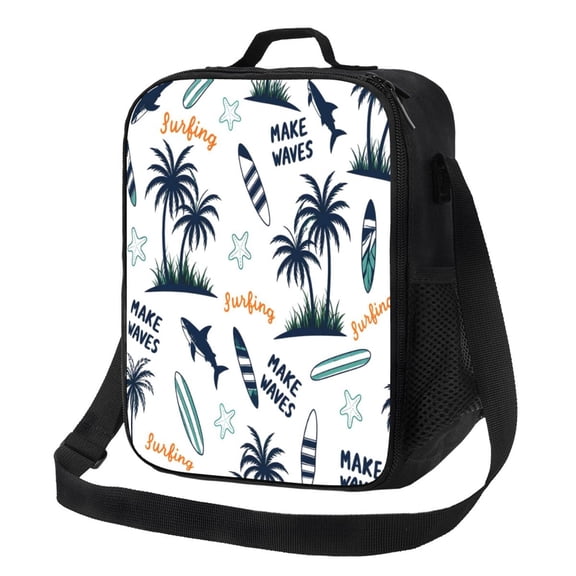 Surfing Beach Lunch Bag Insulated Thermal Lunch Box with Shoulder Strap & Handle for Women and Men