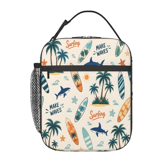 Surfing Beach Lunch Bag Reusable Thermal Lunch Tote with Handle for Women and Men