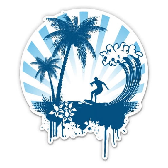 Surfing Blue - 7" Vinyl Sticker - For Car Laptop I-Pad - Waterproof Decal