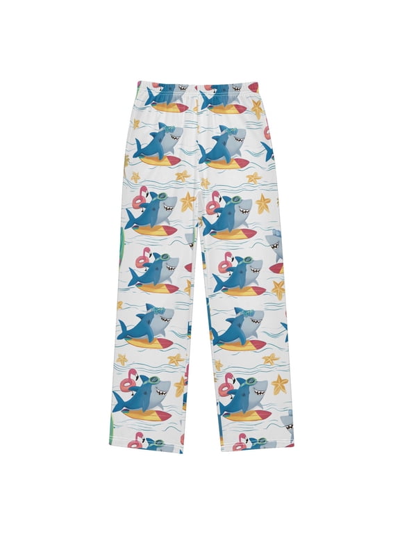 Surfing Blue Shark Pattern Pajama Pants Soft Lightweight Lounge Pants Bottoms Sleep Pants Warm Comfy
