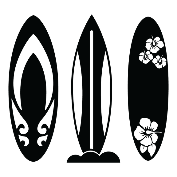 Surfing Board Wall Art Decal | DIY Stick and Peel Surfboard Home Wall Decor Decoration | Surf Boarding Wake Boarding Bedroom Living Room Removable Sticker Black 20" x 20"