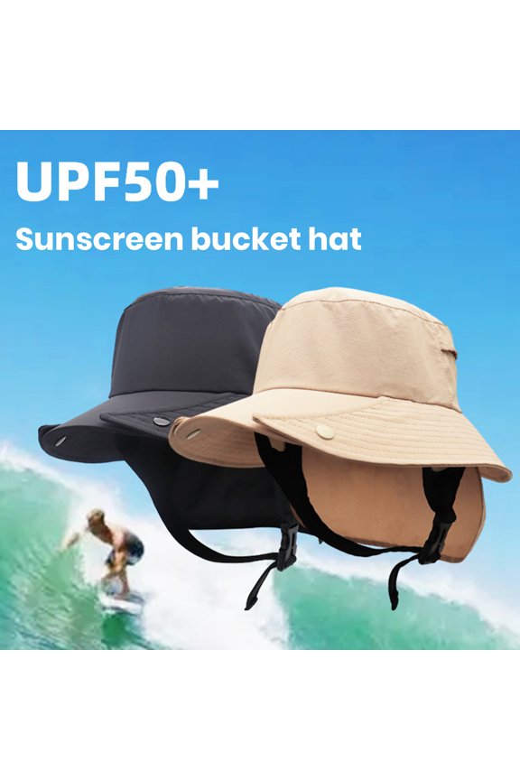 Surfing Boating Bucket Sun Hat with Chin Strap Solid Color Extra Soft Breathable Quick Dry Wide Brim UV Protection Fisherman Hat