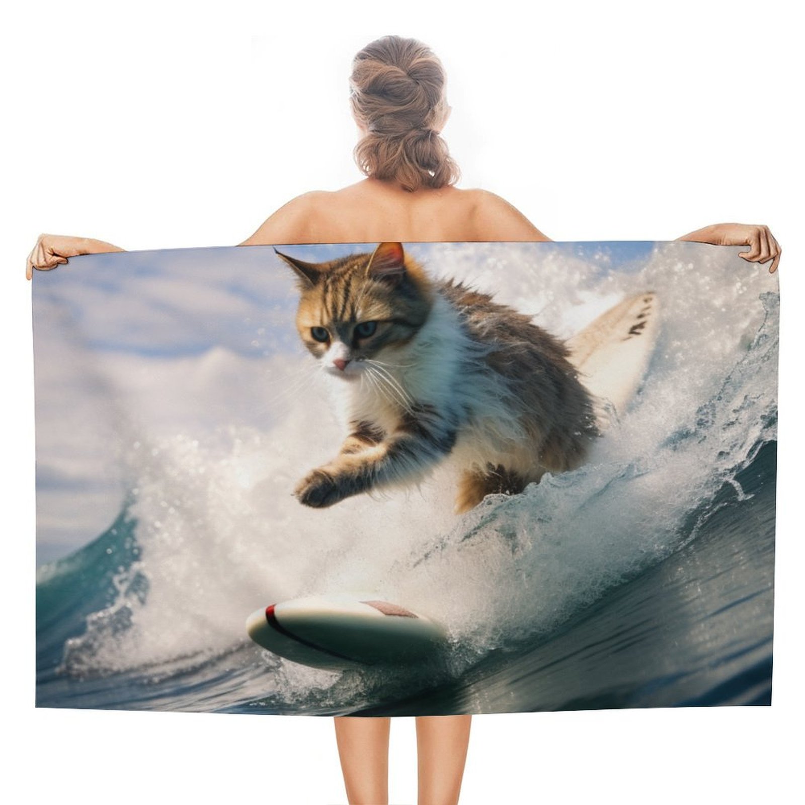 Cromcu Cat Beach Towel - 32x52 Inch Microfiber Quick-Dry Towel For Pool, Beach & Yoga