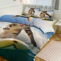Surfing Cat Bedding Set with Zipper Closure for Girls & Boys