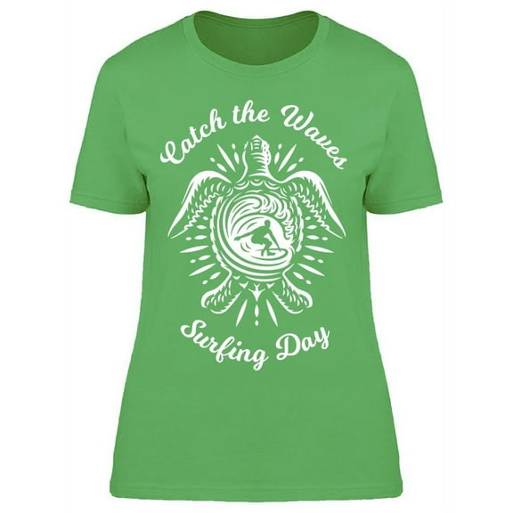 Surfing Day Turtle T-Shirt Women -Image by Shutterstock, Female Small