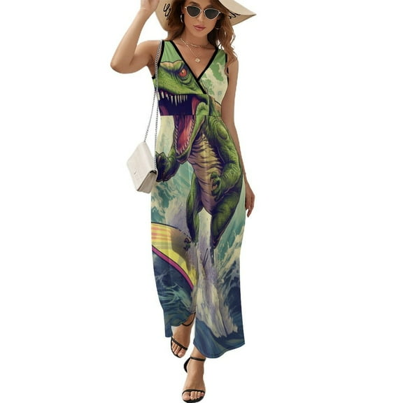 Surfing Dinosaurs Pattern Design Sleeveless Dress Summer Clothes for Women Women's Clothing 2025
