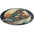 thumbnail image 1 of Surfing Dinosaurs Round Rugs -Washable Non-Slip Small Round Area Rug Throw Soft Circle Rugs for Bedroom, Modern Print Indoor Carpet for Entryway Sofa Living Room, 1 of 7