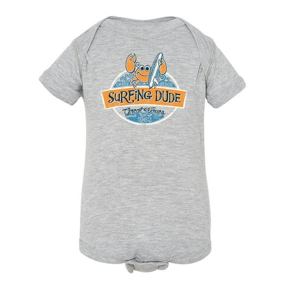 Surfing Dude Cute Crab Bodysuit Infant -Image by Shutterstock,  24 Months