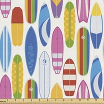 Ambesonne Surfing Fabric by the Yard Upholstery, Colorful Summer Surfboards, 5 Yards, Multicolor