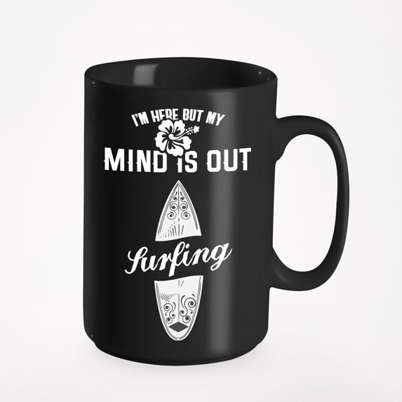 Surfing. Funny, Black 15oz Ceramic Mug