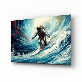 Surfing Glass Wall Art || Designer Collection