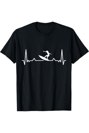 Surfing Heartbeat Surfer Wave Rider T-Shirt