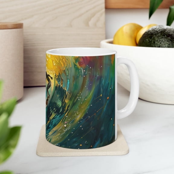 Surfing In The Barrel Left Mug, Surfing Mug, Surfer Mug, Ocean Waves, Surf Shop Mug, Surf Style, Coffee, Gift Idea, Gift Her, Gift Him.