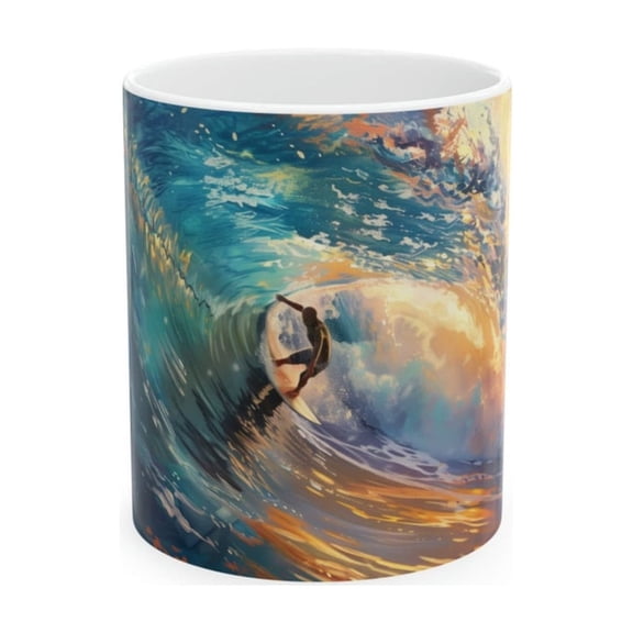 Surfing In The Barrel Right Mug, Surfing Mug, Surfer Mug, Ocean Wave, Surf Shop Mug, Surf Style, Coffee, Gift Idea, Gift Her, Gift Him.