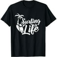 thumbnail image 1 of Surfing Is Life Surfboard Surf Surfer Waves T-Shirt Black Large, 1 of 4