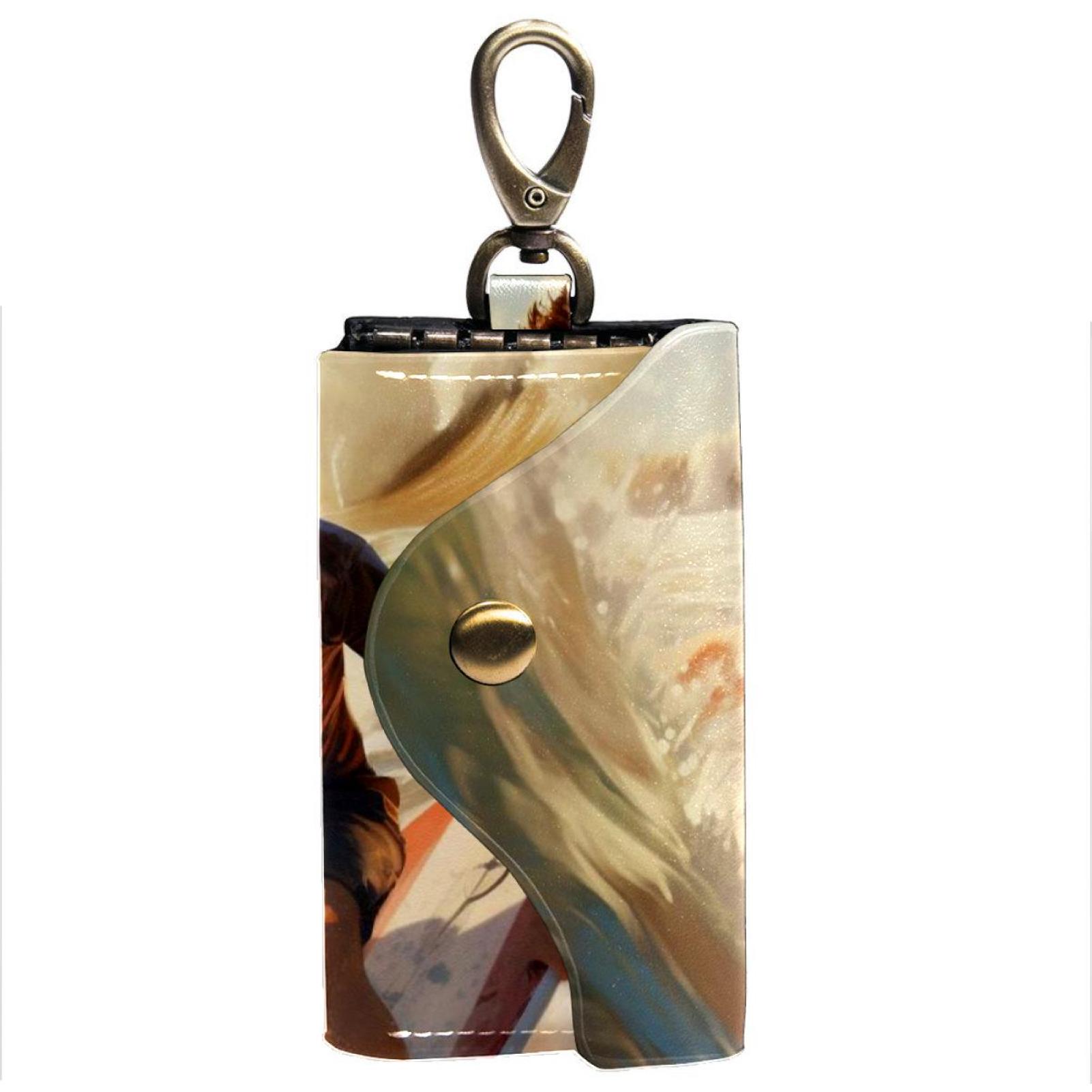 Surfing Key Wallet Organizer Case Card ID Holder with 6 Hooks and Side